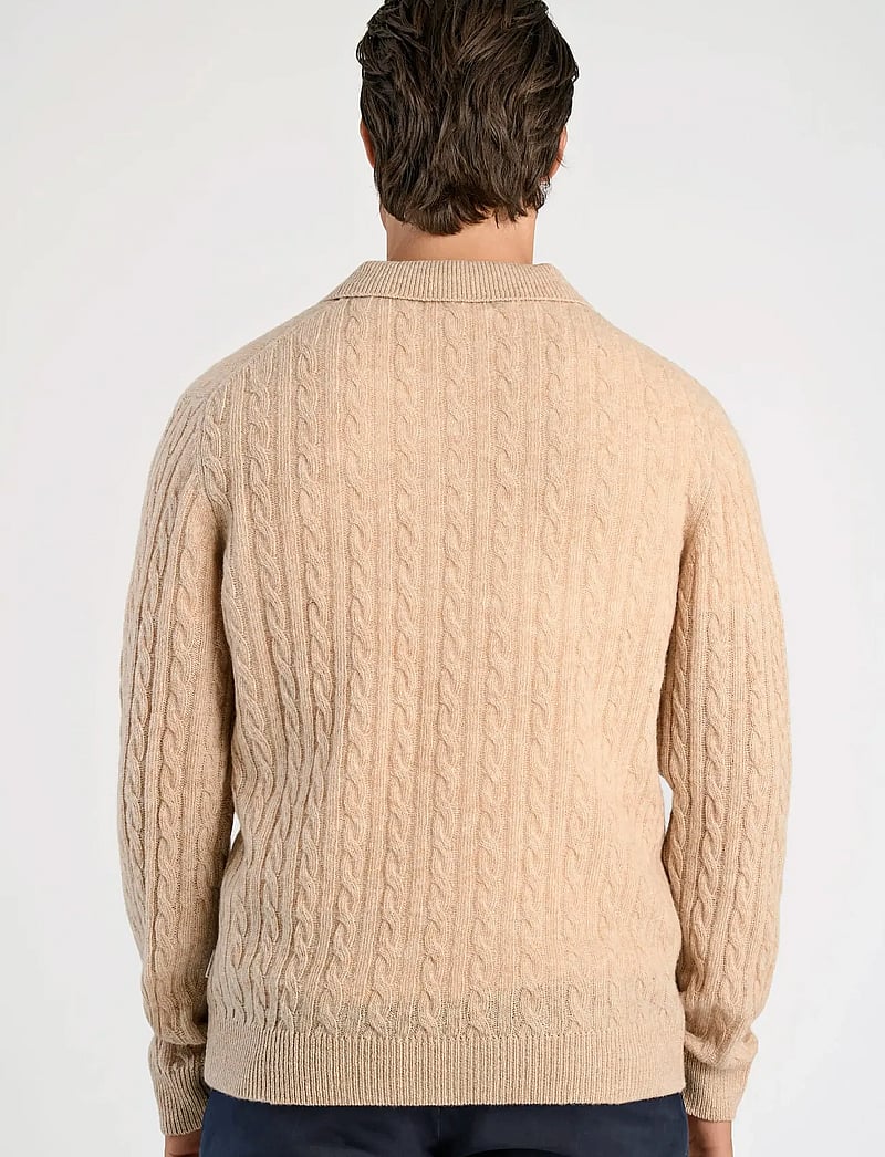 Lindbergh - Lambswool L/S button polo - polostrik - lt sand mel - 4