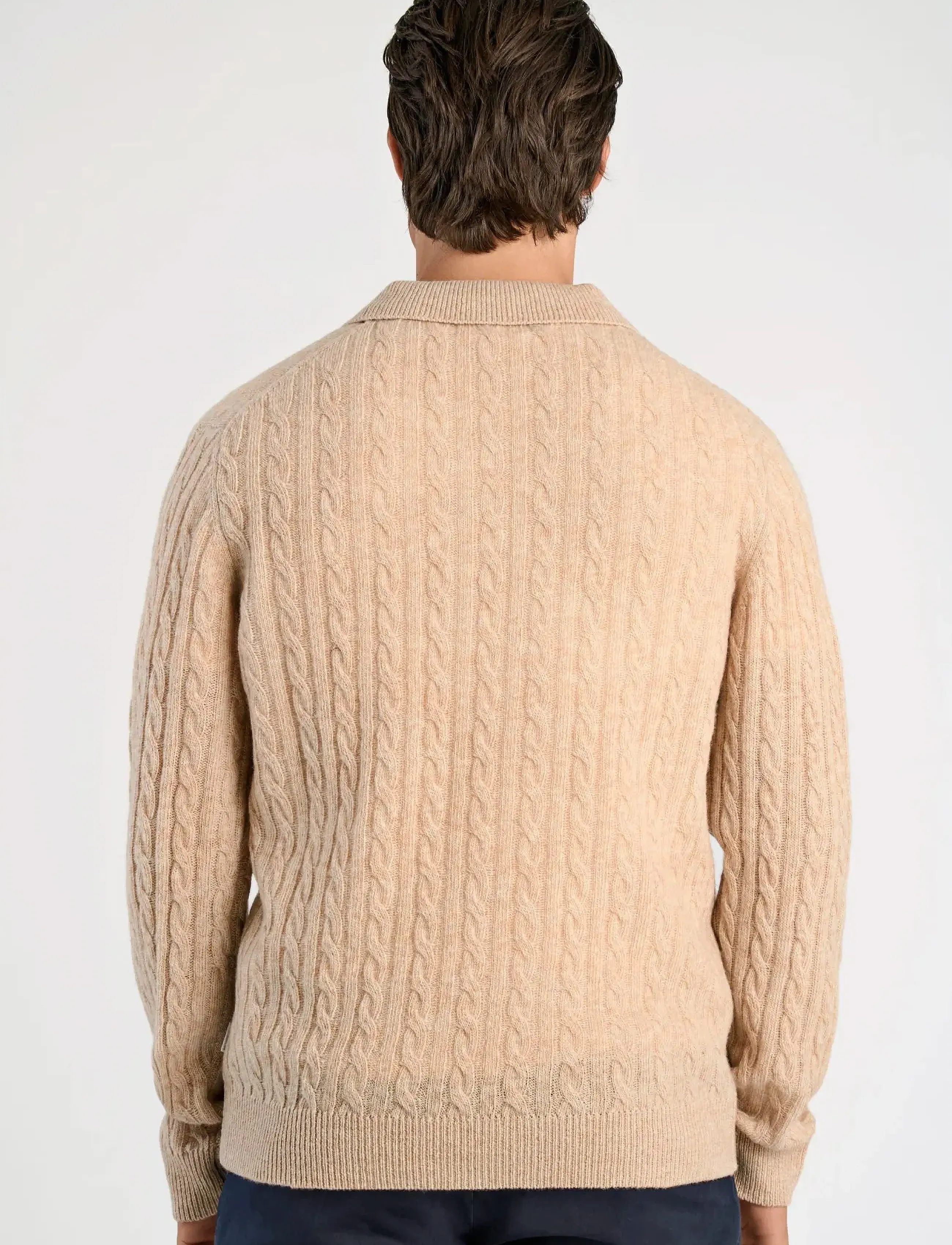 Lindbergh - Lambswool L/S button polo - langärmelige gestrickte polohemden - lt sand mel - 4