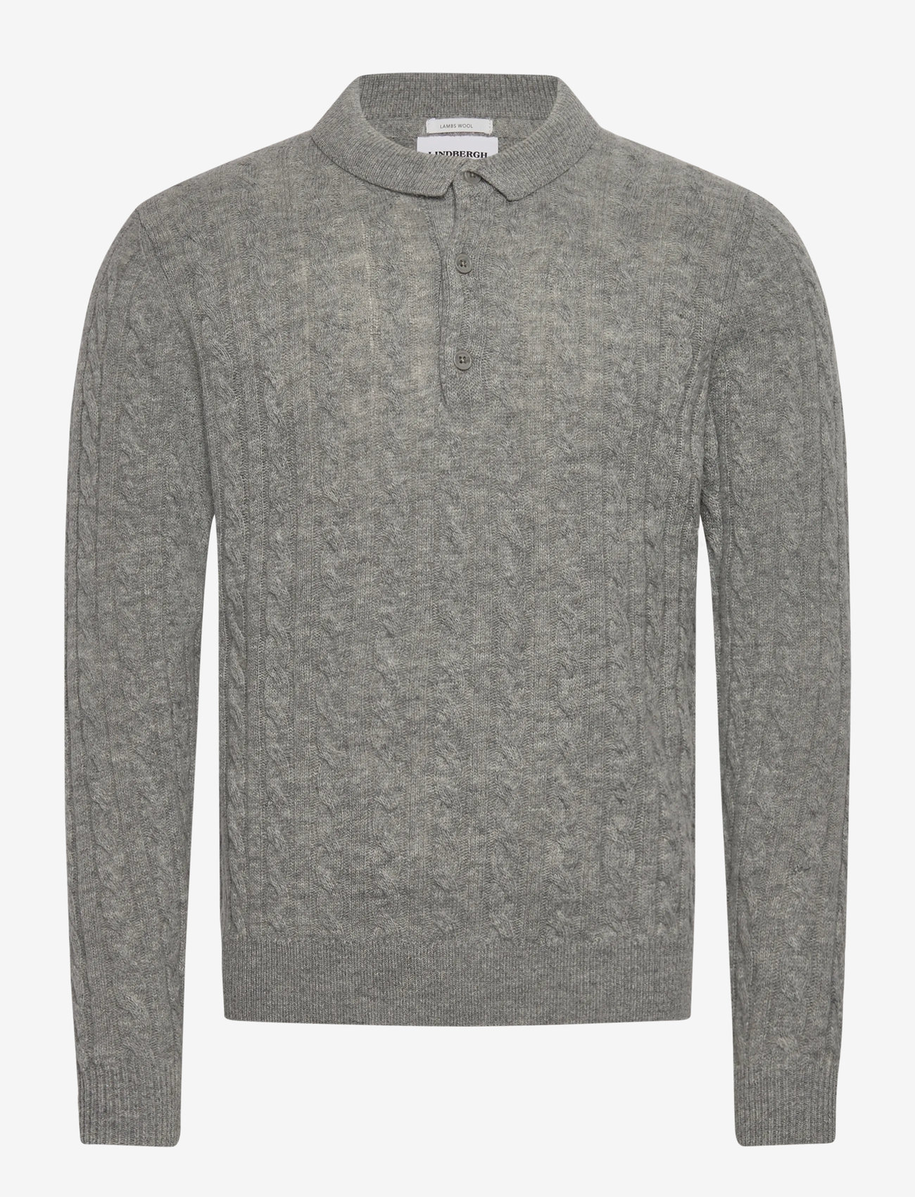 Lindbergh - Lambswool L/S button polo - herbstliche kleidung - mid grey mel - 0
