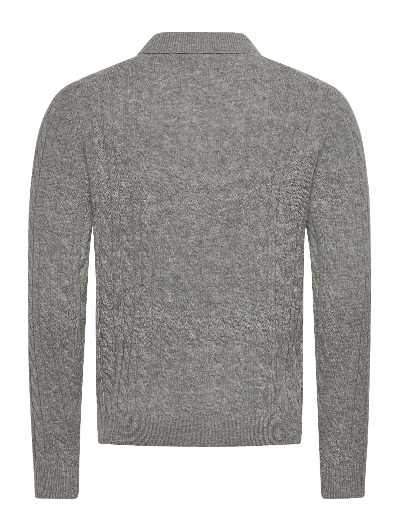 Lindbergh - Lambswool L/S button polo - polostrik - mid grey mel - 2