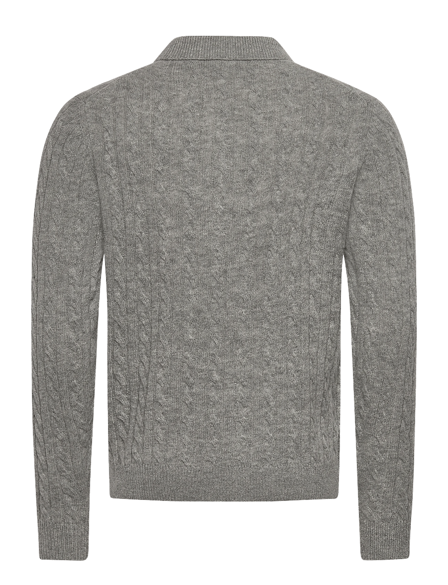 Lindbergh - Lambswool L/S button polo - pitkähihaiset neulepoolot - mid grey mel - 2