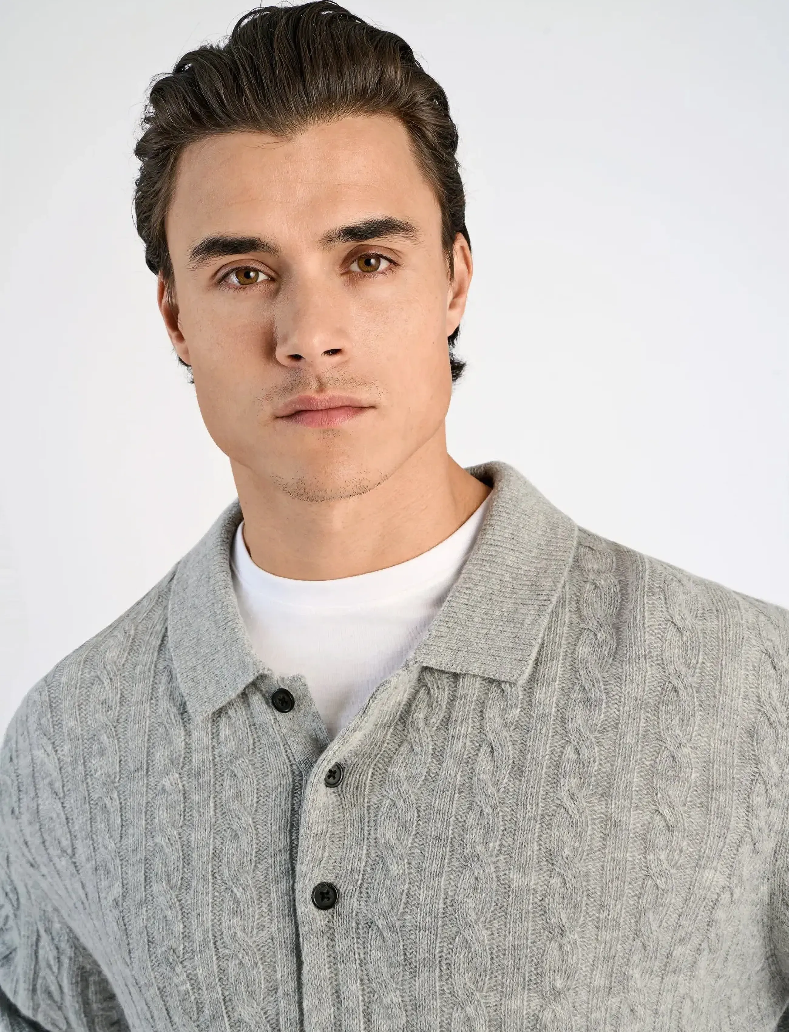 Lindbergh - Lambswool L/S button polo - pitkähihaiset neulepoolot - mid grey mel - 3