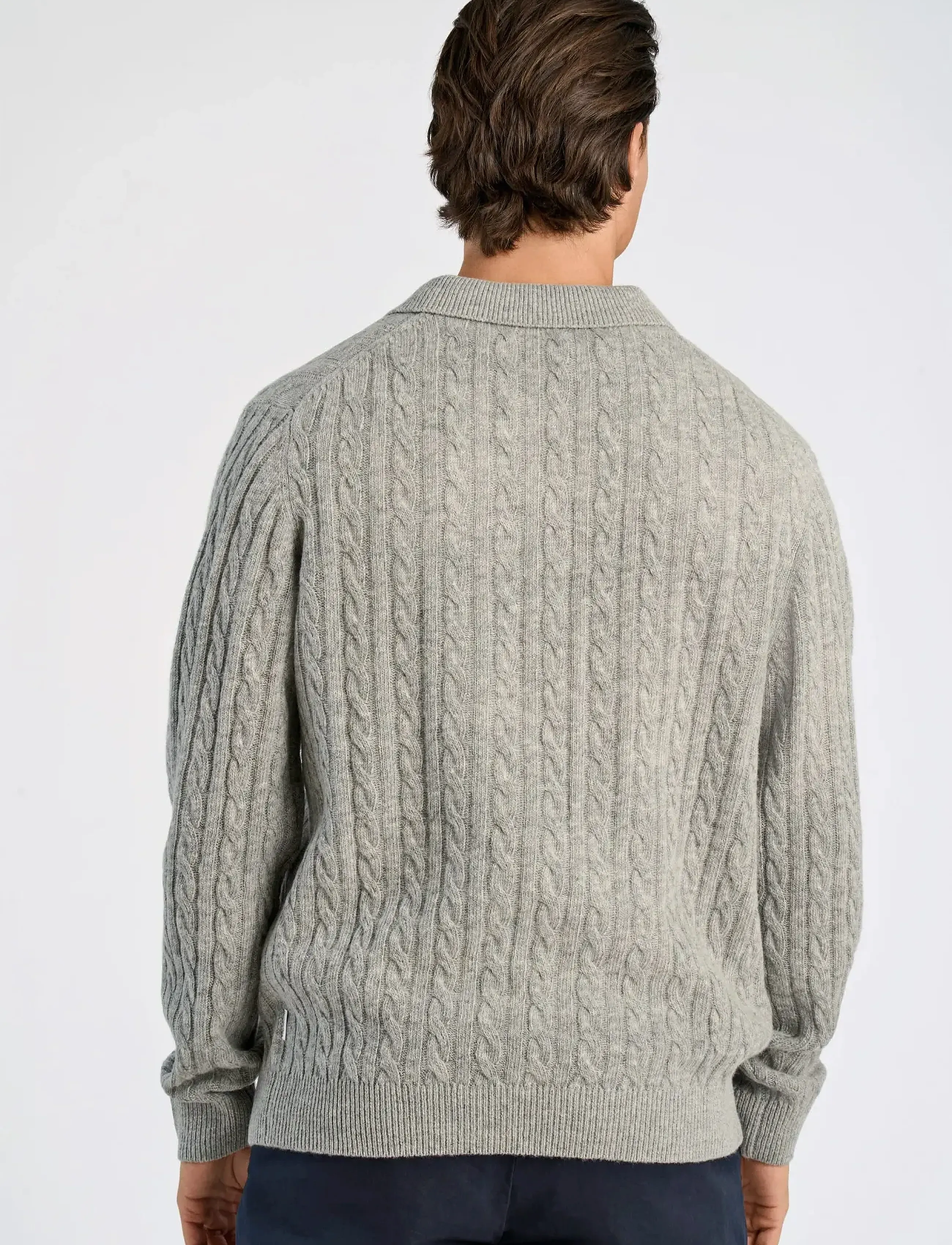 Lindbergh - Lambswool L/S button polo - pitkähihaiset neulepoolot - mid grey mel - 4