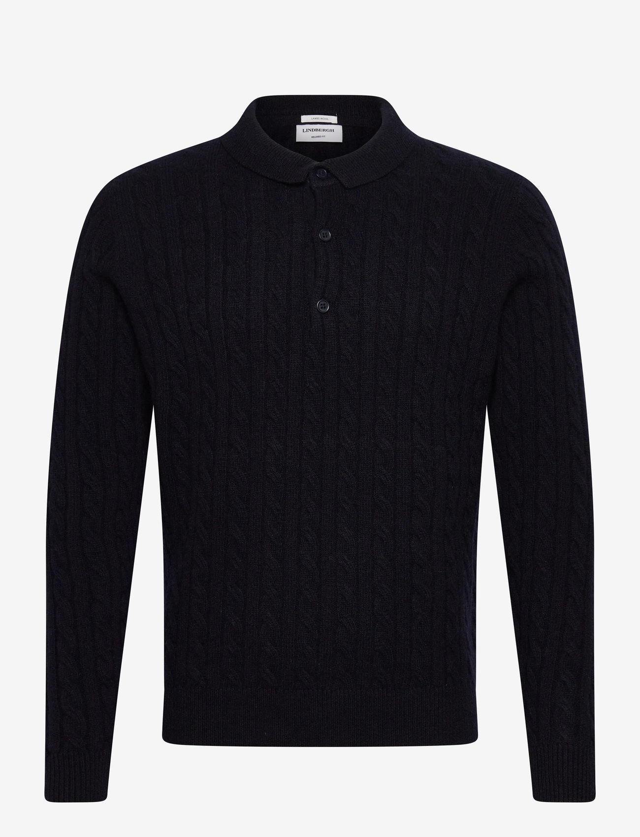 Lindbergh - Lambswool L/S button polo - kootud polosärgid - navy - 1