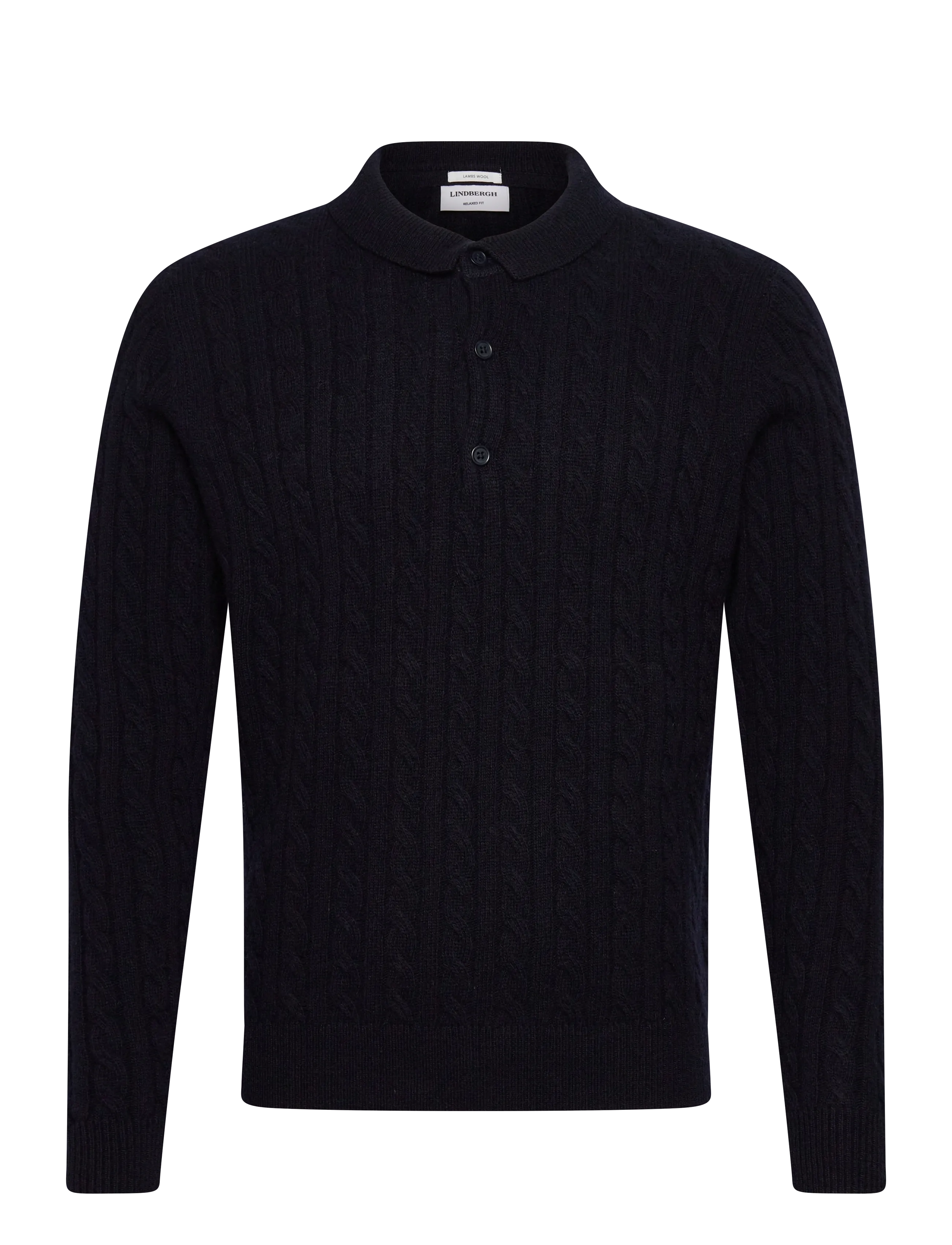 Lindbergh Lambswool L/S button polo - Lindbergh - NAVY / navy