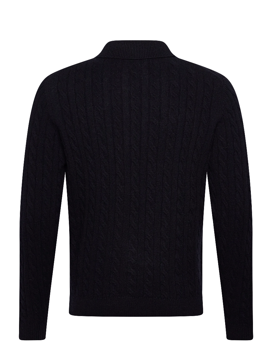 Lindbergh - Lambswool L/S button polo - langermede, strikkede pologensere - navy - 2