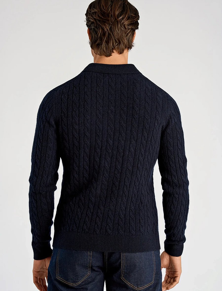 Lindbergh - Lambswool L/S button polo - langermede, strikkede pologensere - navy - 3