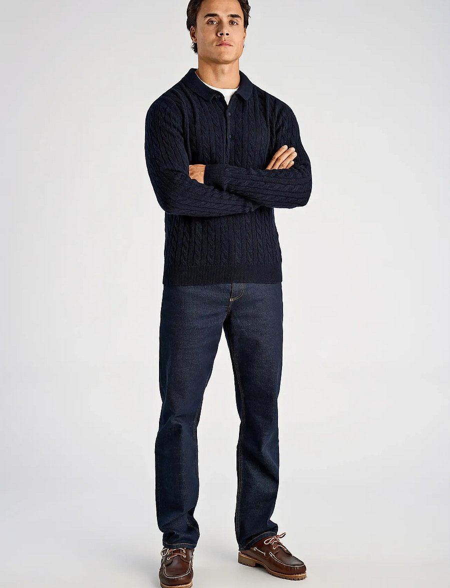 Lindbergh - Lambswool L/S button polo - langermede, strikkede pologensere - navy - 4