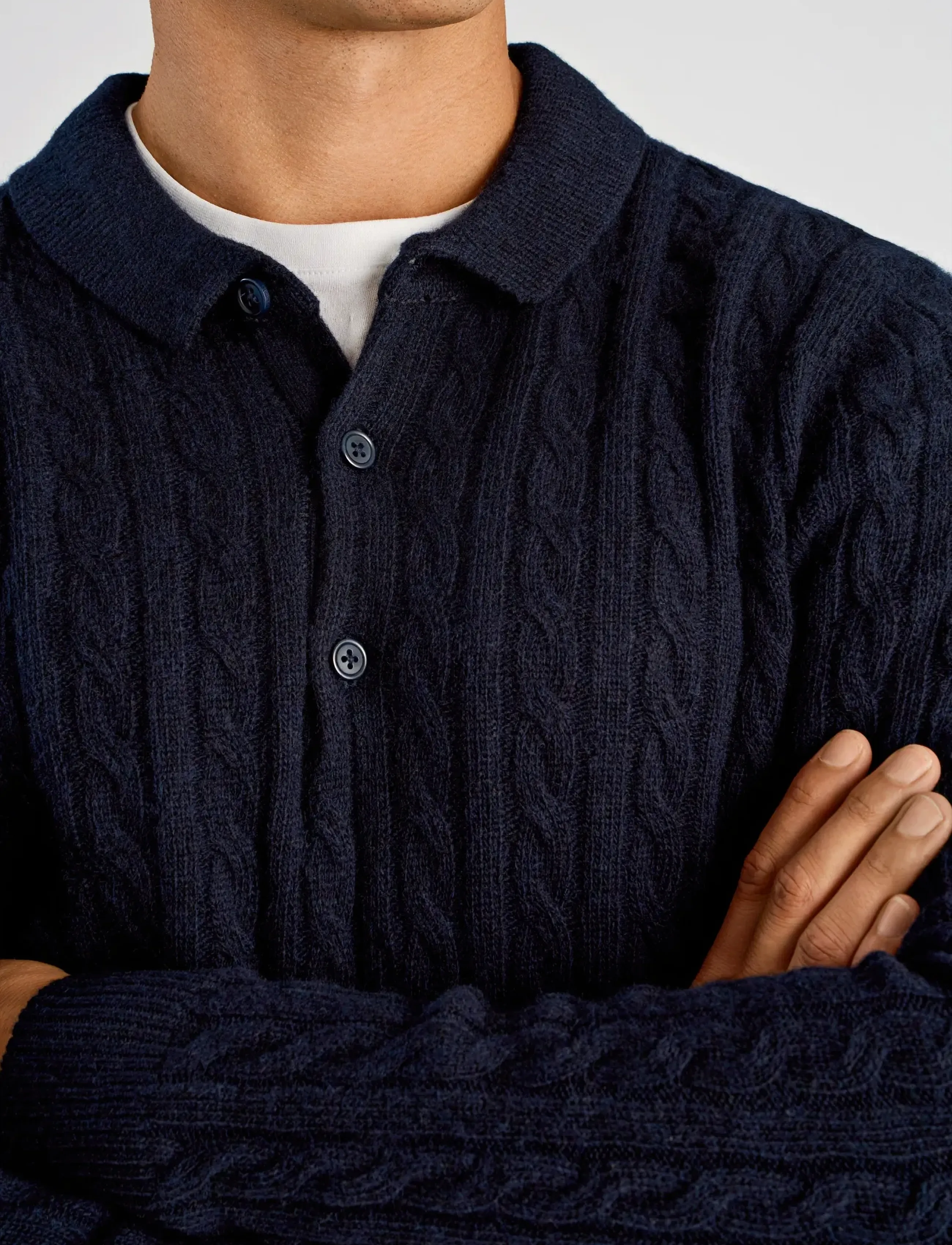 Lindbergh Lambswool L/S Button Polo långärmade t-shirts herr – bild 5