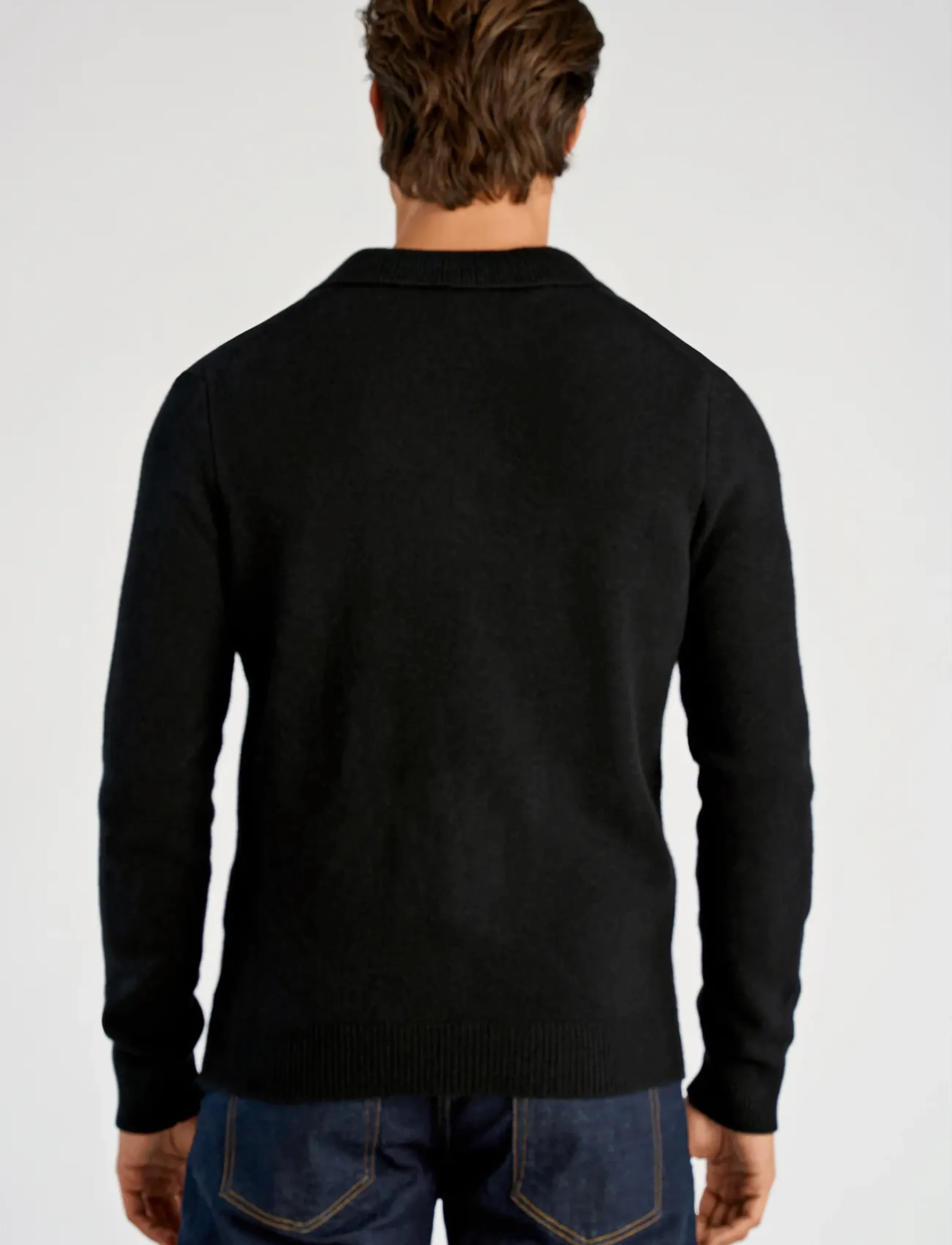 Lindbergh - Lambswool L/S cardigan with 2-way zip - pullover mit durchgehendem reißverschluss - black - 3