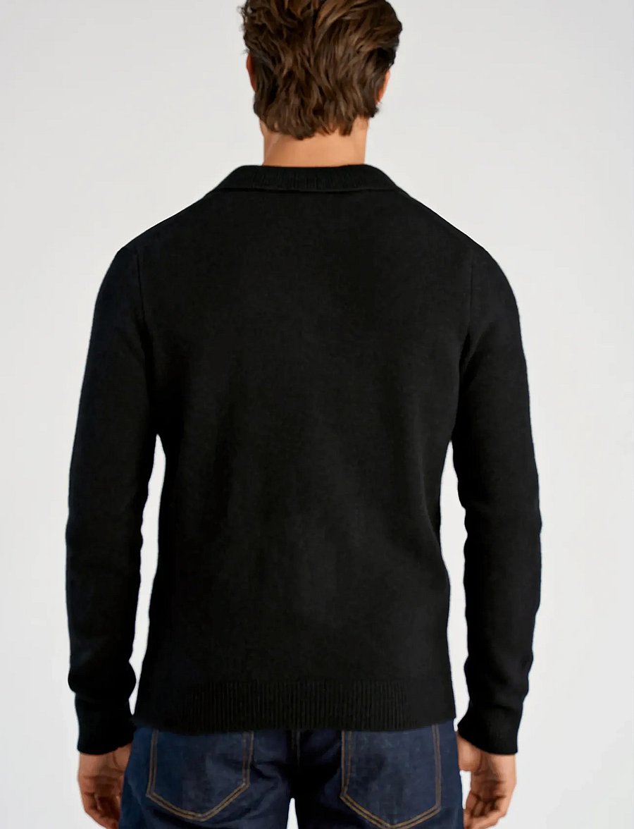 Lindbergh - Lambswool L/S cardigan with 2-way zip - pullover mit durchgehendem reißverschluss - black - 3