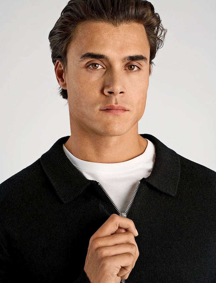 Lindbergh - Lambswool L/S cardigan with 2-way zip - pullover mit durchgehendem reißverschluss - black - 5