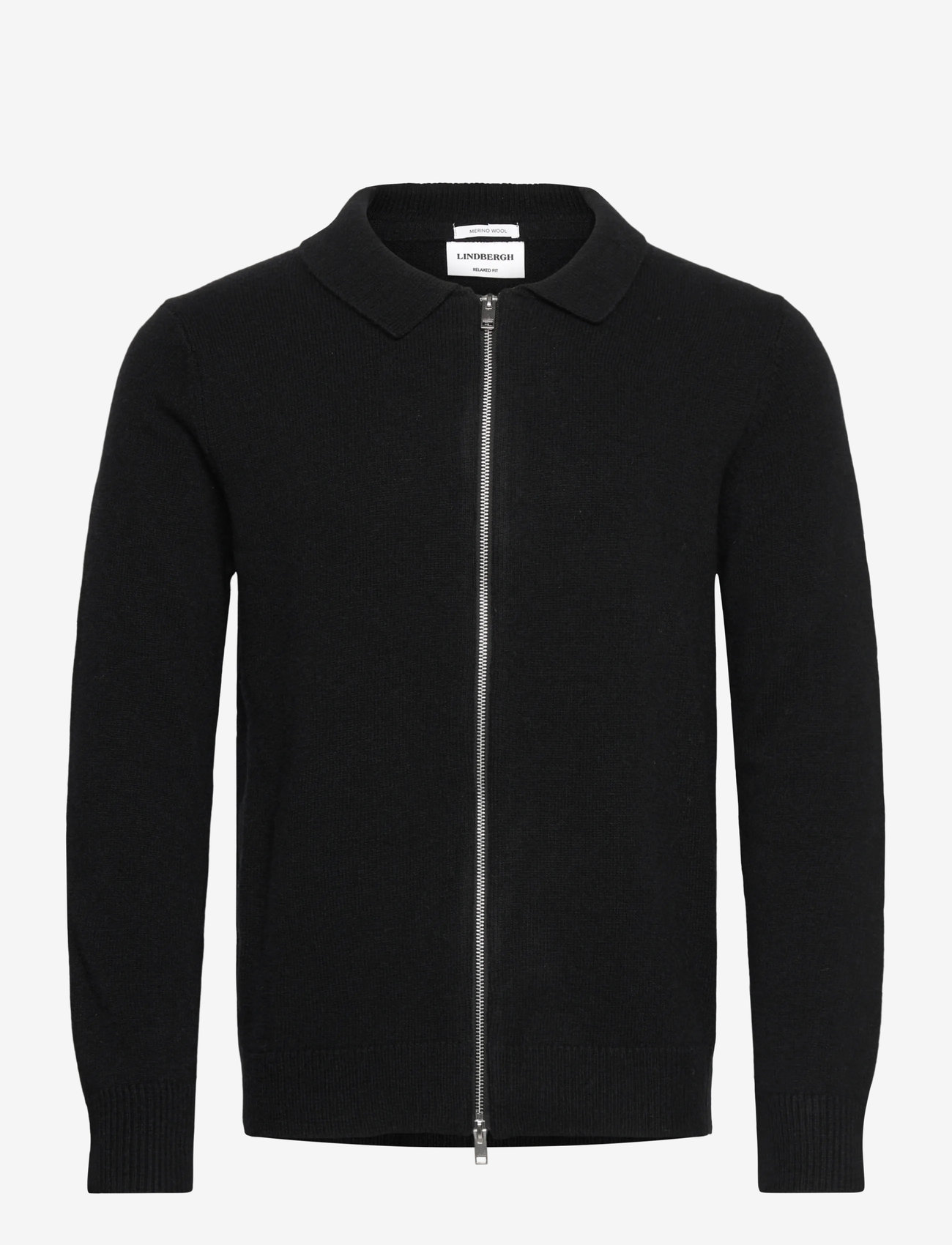 Lindbergh - Lambswool L/S cardigan with 2-way z - full zip tröjor - black - 1