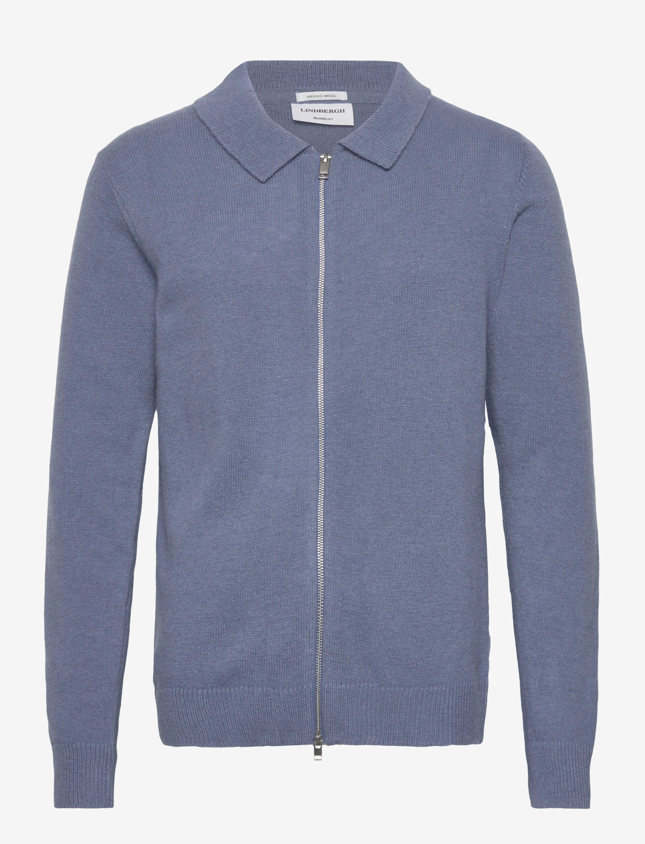 Lindbergh - Lambswool L/S cardigan with 2-way z - full zip tröjor - blue ice mel - 1