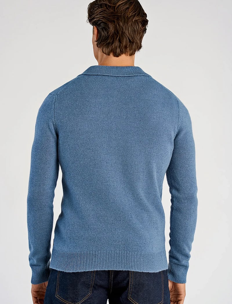 Lindbergh - Lambswool L/S cardigan with 2-way z - neuleet joissa kokopitkä vetoketju - blue ice mel - 3