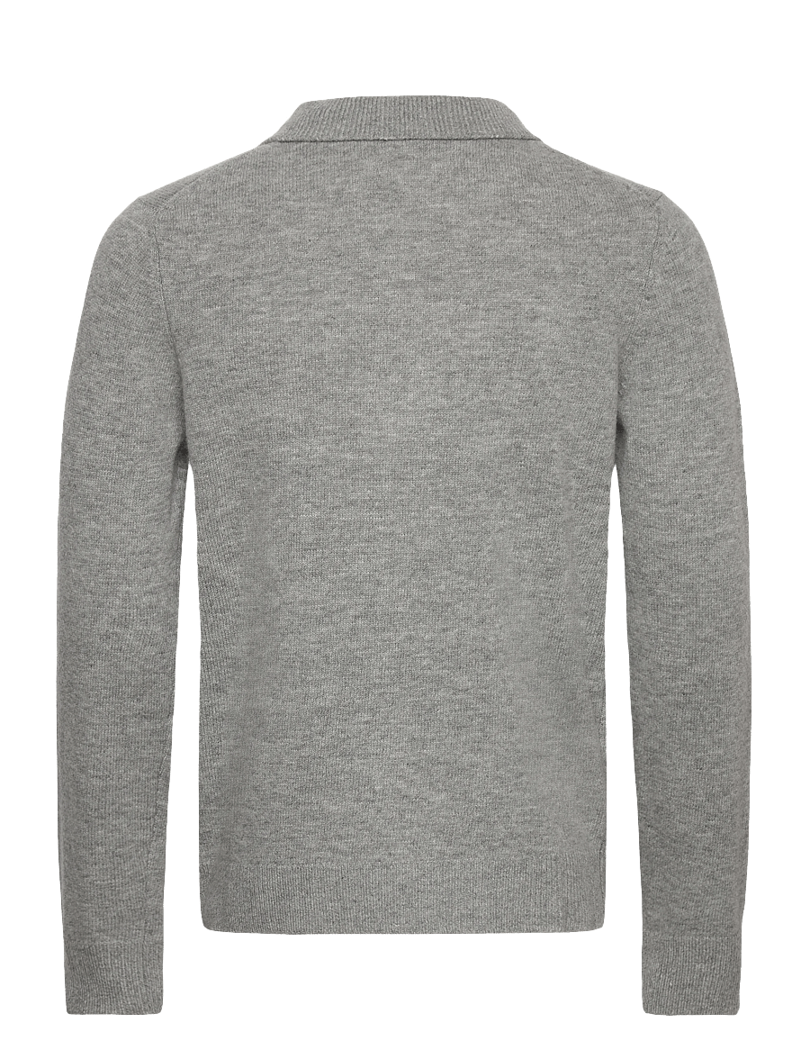 Lindbergh - Lambswool L/S cardigan with 2-way zip - full zip jumpers - mid grey mel - 2