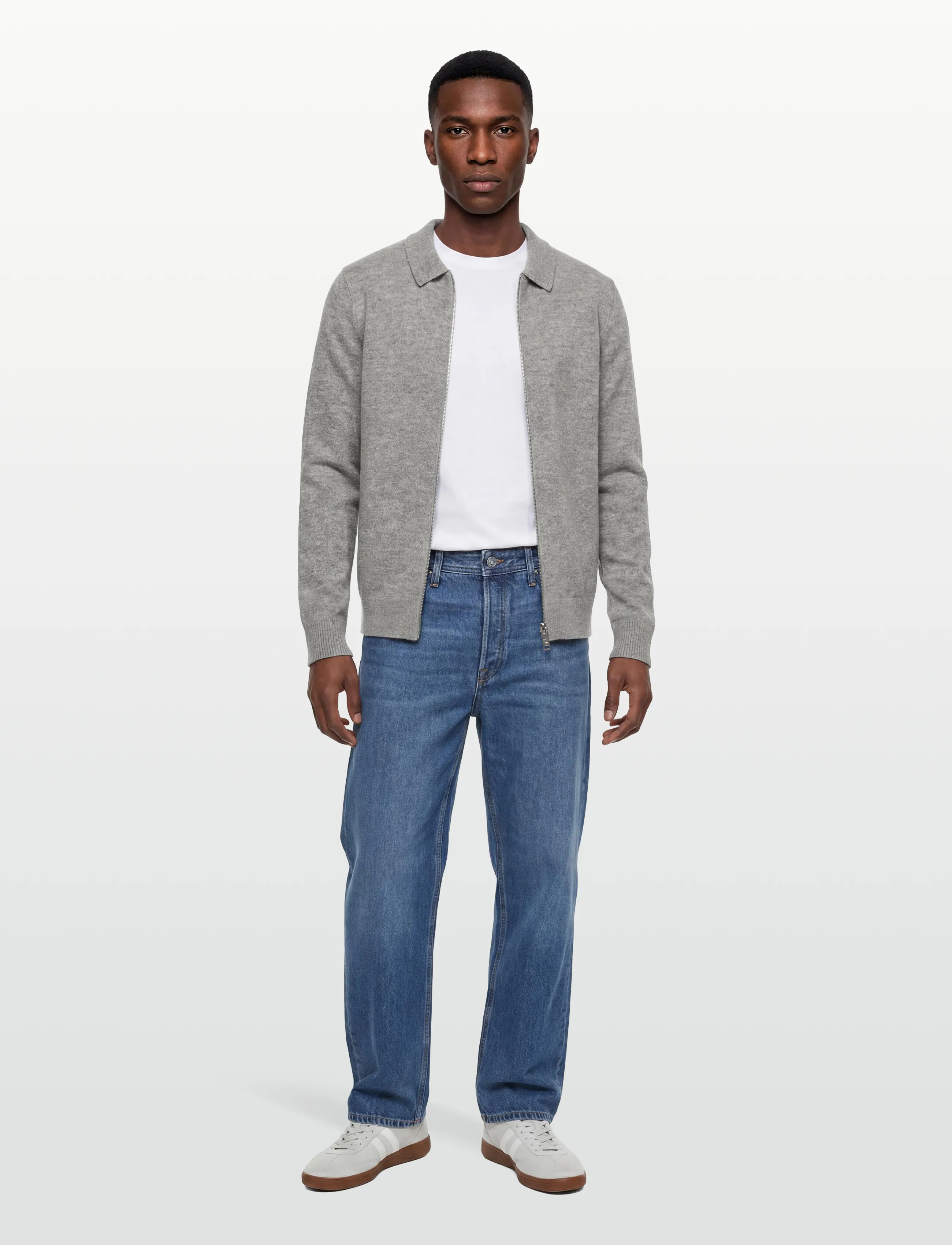 Lindbergh Lambswool L/S Cardigan With 2-Way Zip, XXL, Knitwear, Grau - Cardigans, Männerswear