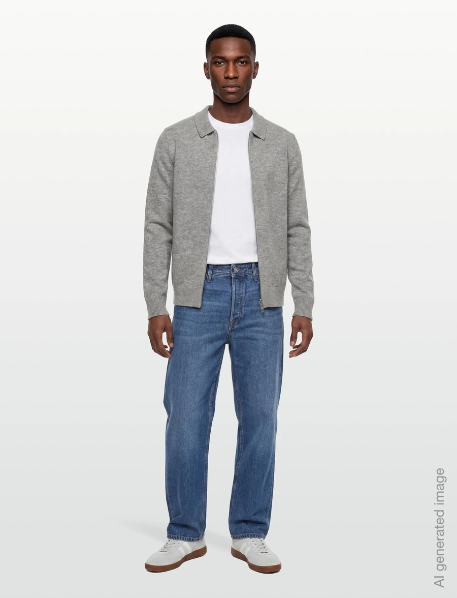 Lindbergh - Lambswool L/S cardigan with 2-way zip - full zip jumpers - mid grey mel - 0