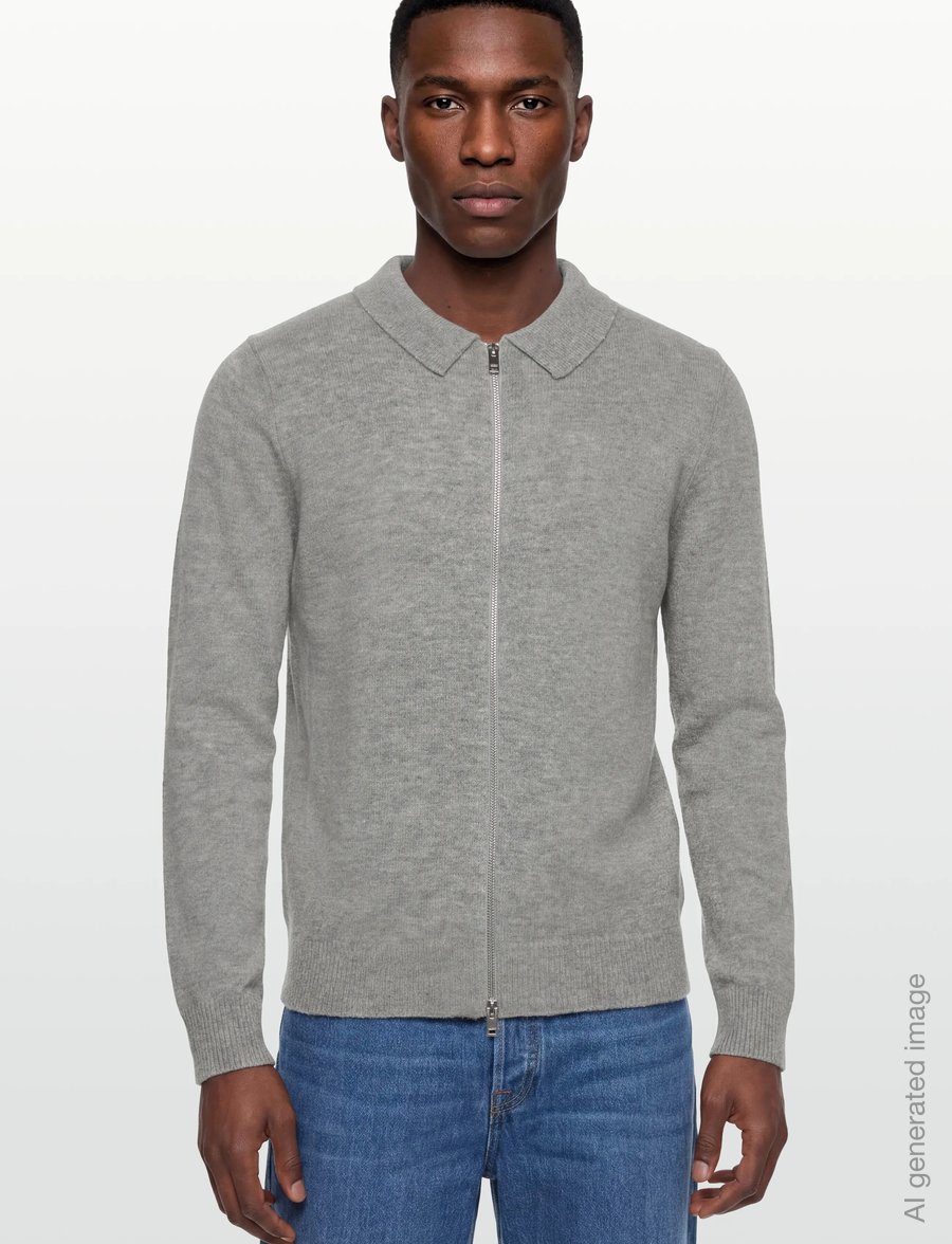 Lindbergh - Lambswool L/S cardigan with 2-way zip - full zip jumpers - mid grey mel - 3