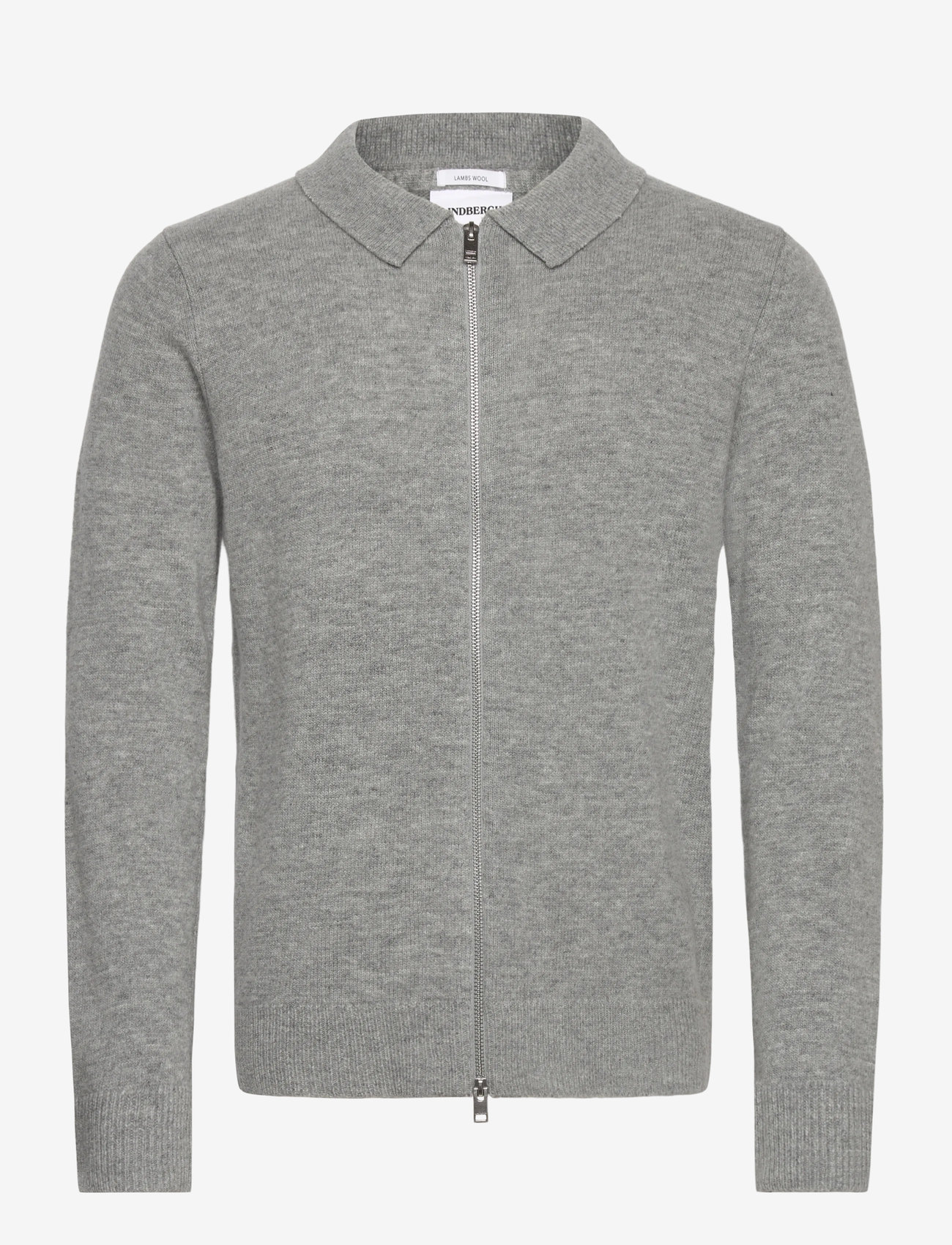 Lindbergh - Lambswool L/S cardigan with 2-way z - full zip tröjor - mid grey mel - 0