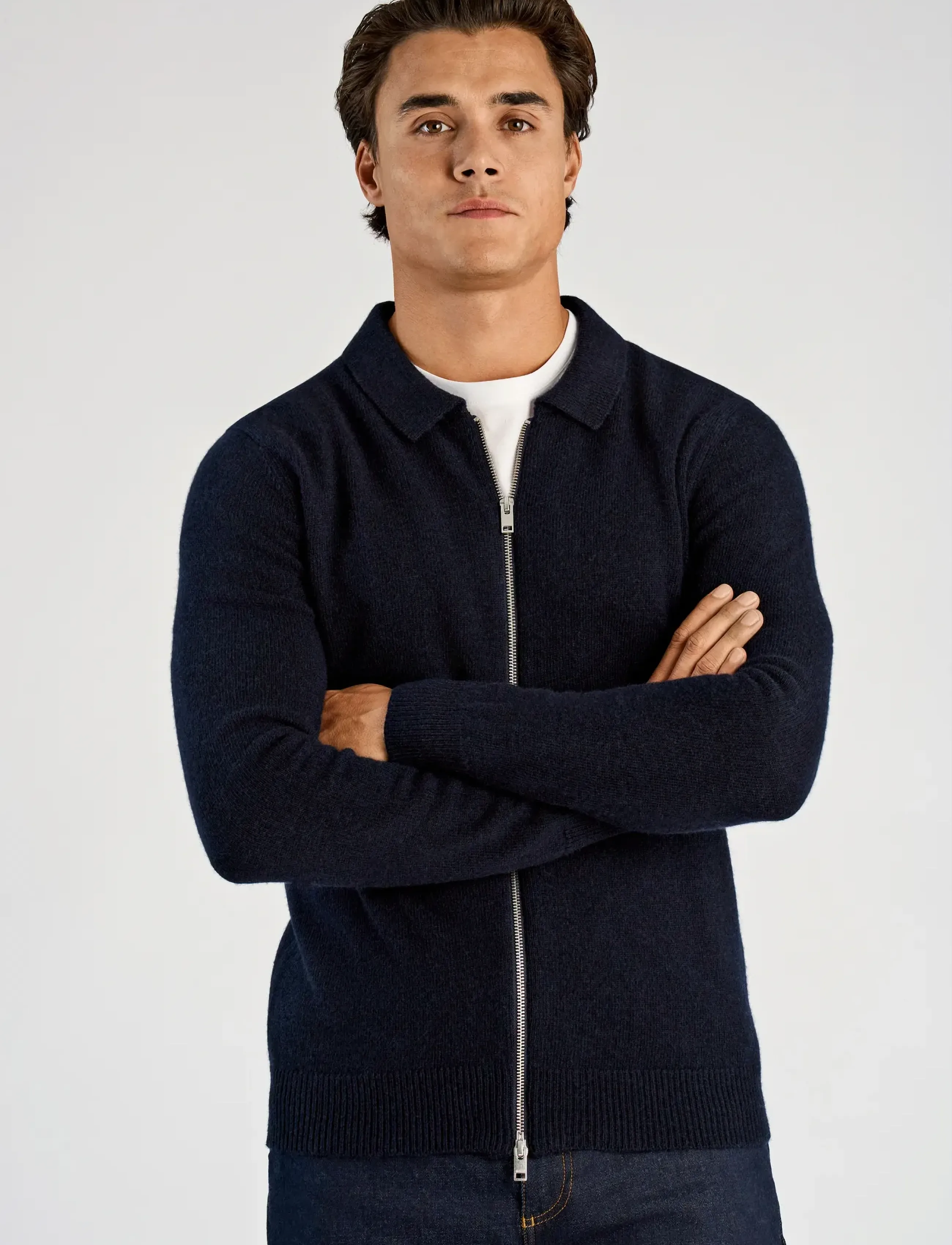 Lindbergh - Lambswool L/S cardigan with 2-way zip - pullover mit durchgehendem reißverschluss - navy - 4