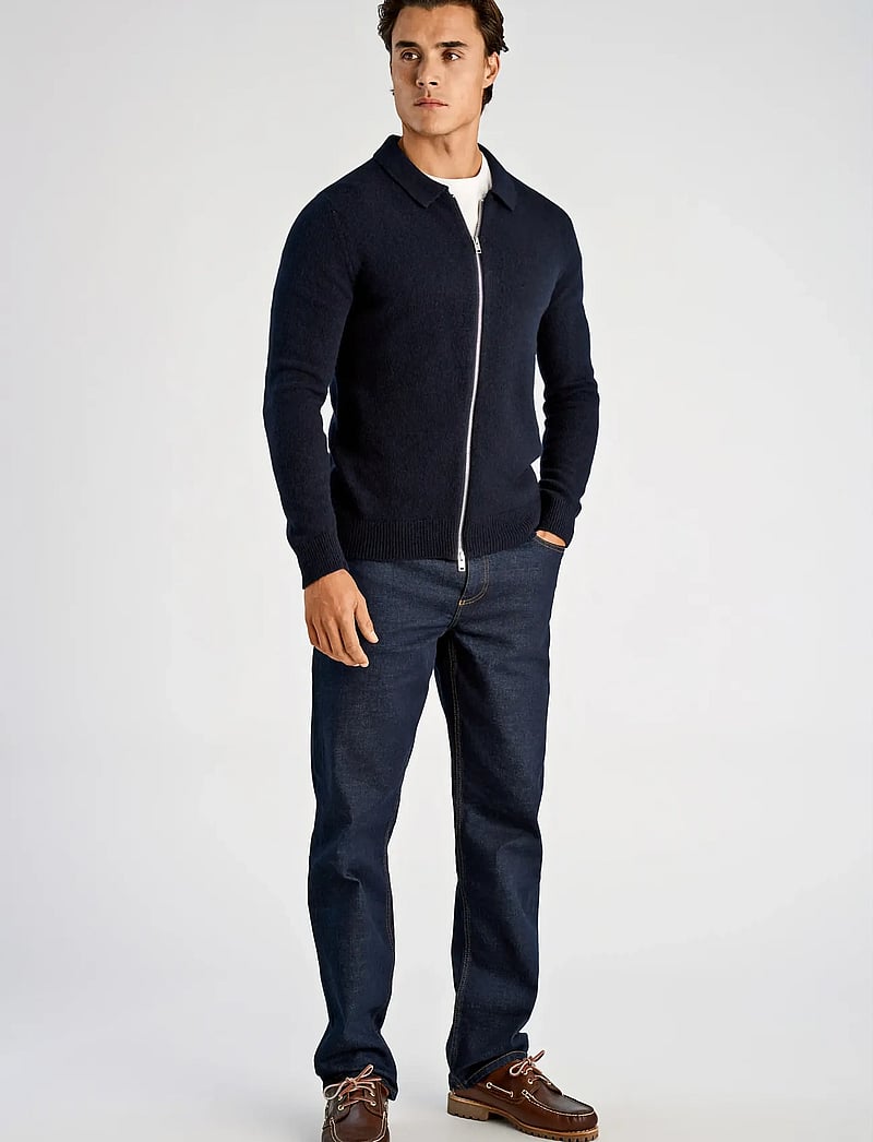 Lindbergh - Lambswool L/S cardigan with 2-way z - pullover mit durchgehendem reißverschluss - navy - 0