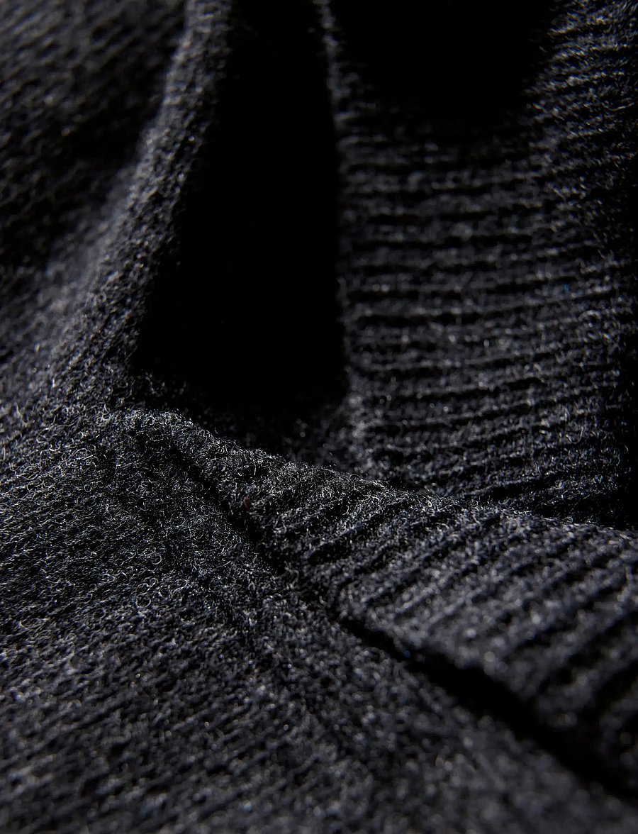Lindbergh - Lambswool L/S shawl collar knit - v-ausschnitt - charcoal mel - 2