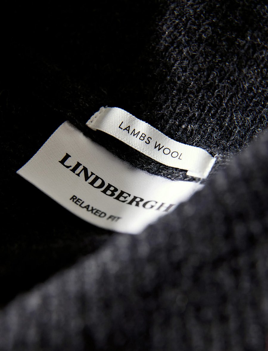 Lindbergh - Lambswool L/S shawl collar knit - v-ausschnitt - charcoal mel - 3