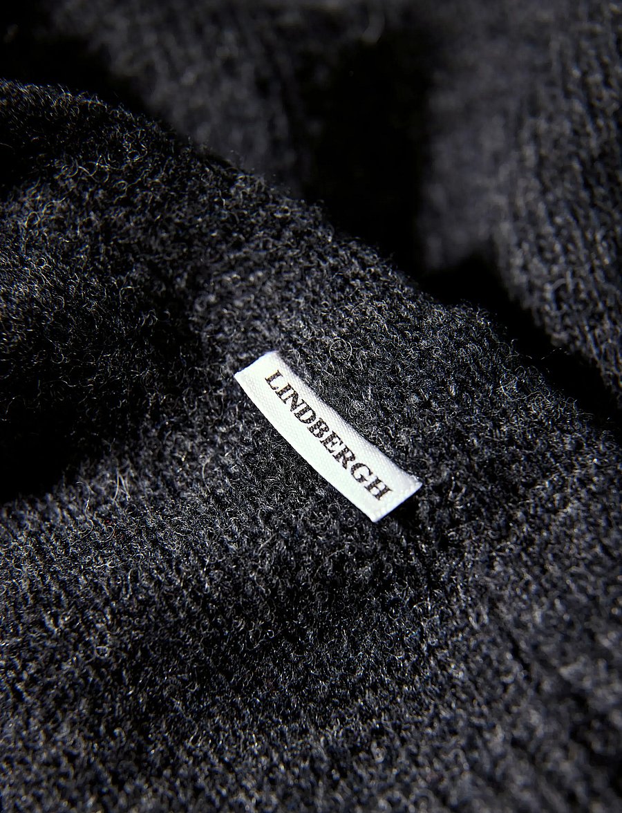 Lindbergh - Lambswool L/S shawl collar knit - v-ausschnitt - charcoal mel - 4