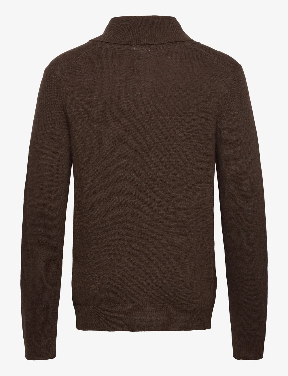 Lindbergh - Lambswool L/S shawl collar knit - v-hals - dk brown mel - 1