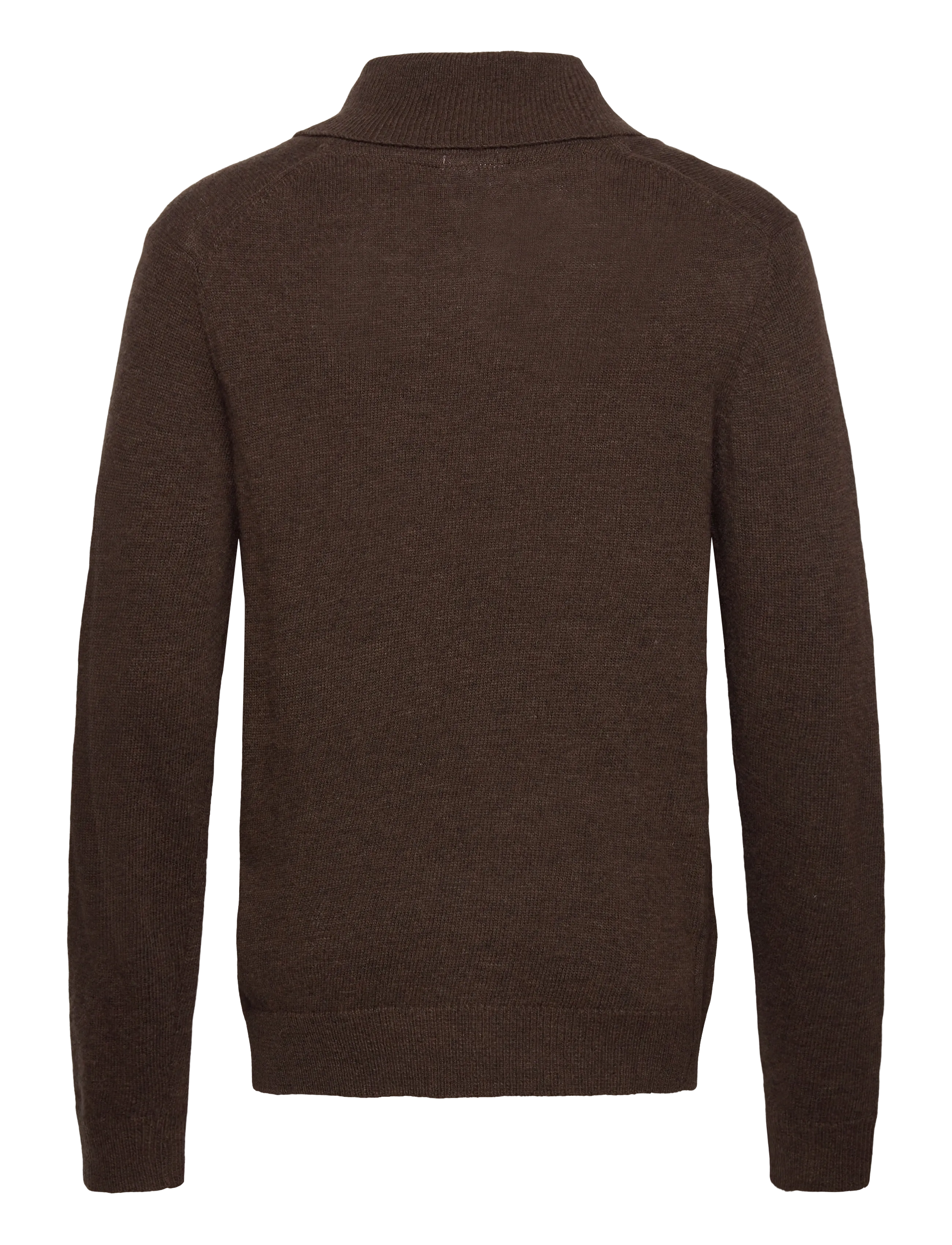 Lindbergh - Lambswool L/S shawl collar knit - v-hals - dk brown mel - 1