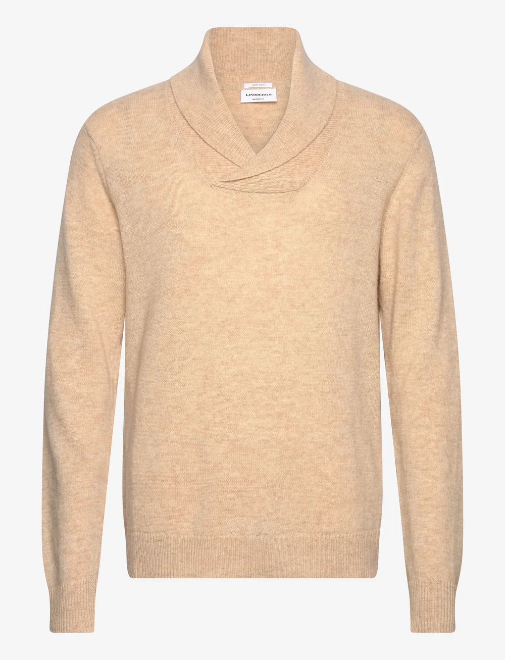 Lindbergh - Lambswool L/S shawl collar knit - v-necks - lt sand mel - 0