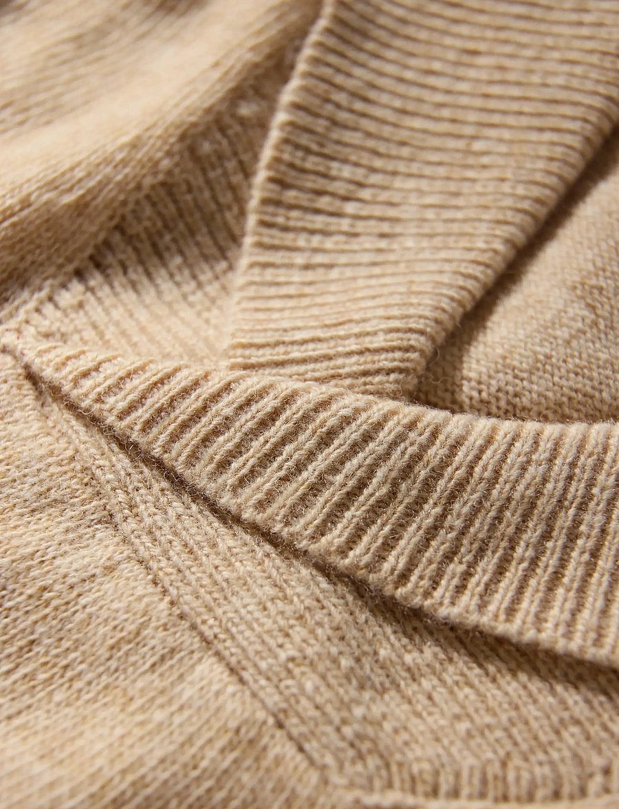 Lindbergh - Lambswool L/S shawl collar knit - v-ausschnitt - lt sand mel - 2