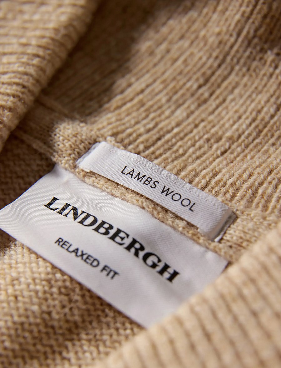 Lindbergh - Lambswool L/S shawl collar knit - v-ausschnitt - lt sand mel - 3
