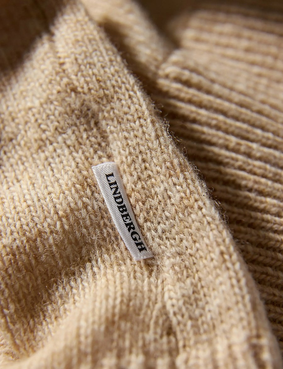 Lindbergh - Lambswool L/S shawl collar knit - v-ausschnitt - lt sand mel - 4