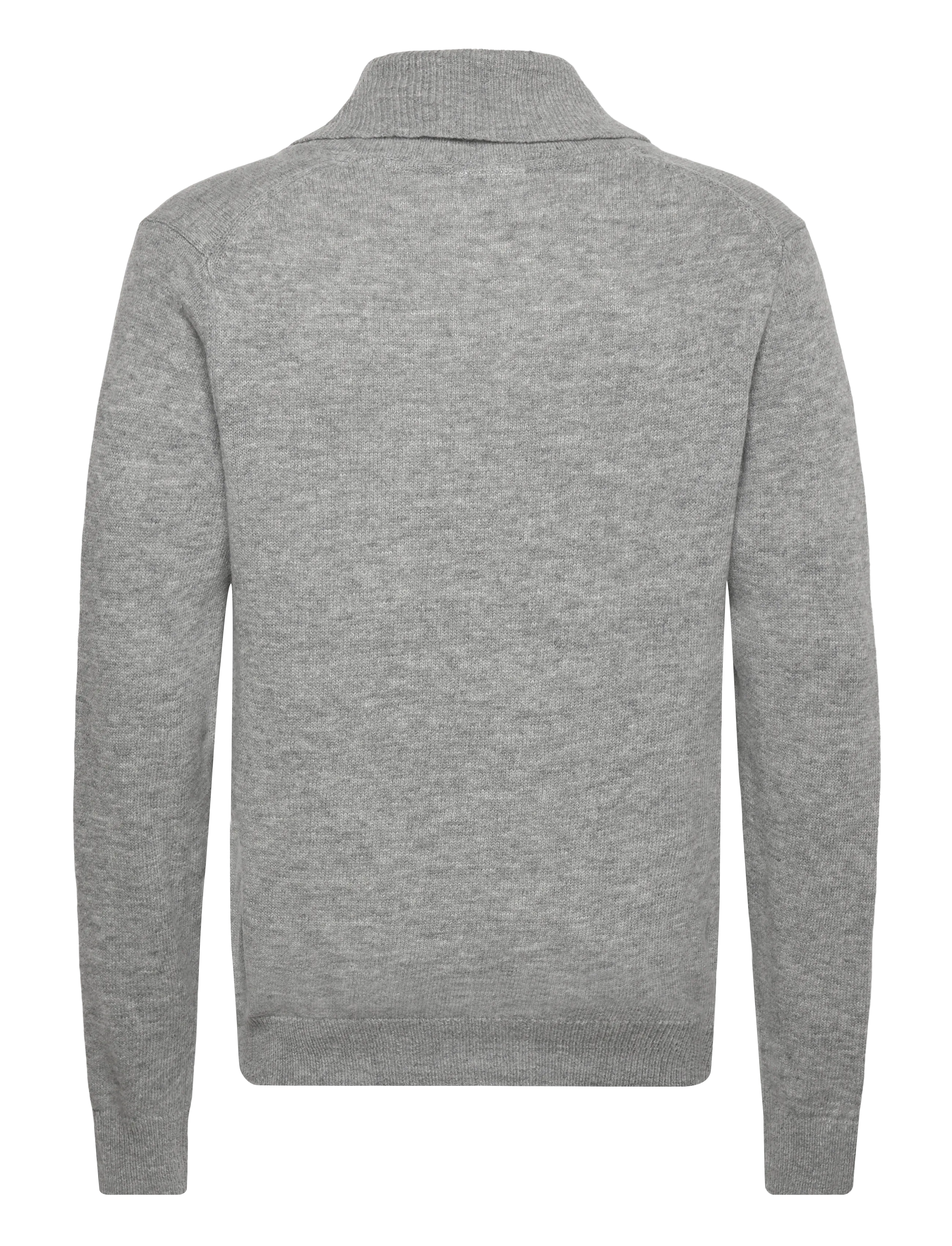 Lindbergh - Lambswool L/S shawl collar knit - v-ausschnitt - mid grey mel - 2