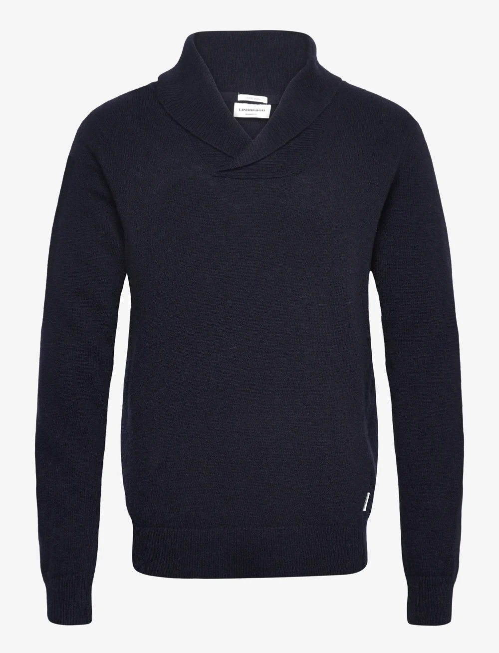 Lindbergh - Lambswool L/S shawl collar knit - v-necks - navy - 0