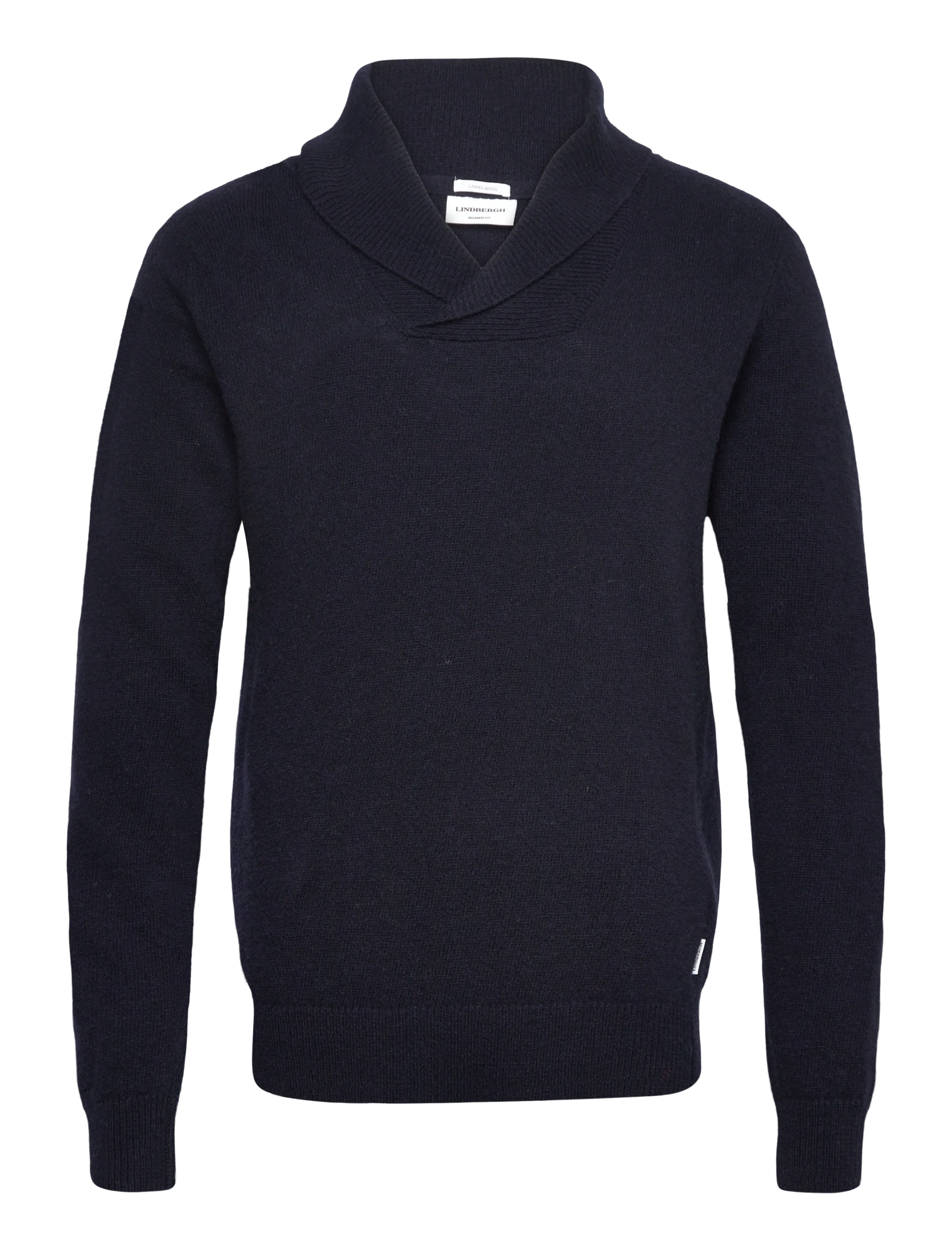 Lindbergh Lambswool L/S shawl collar knit - Strik - NAVY / navy
