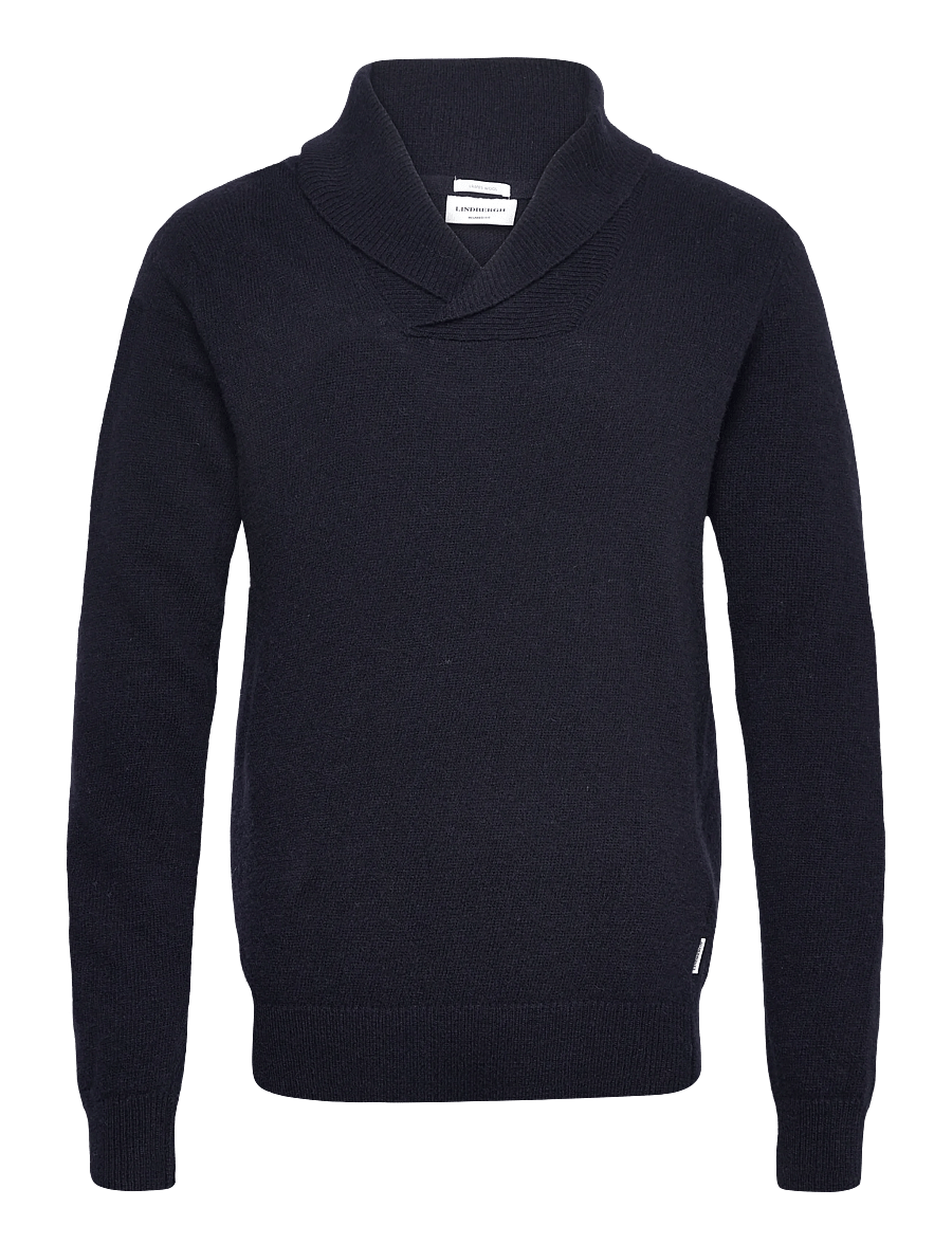 Lindbergh - Lambswool L/S shawl collar knit - v-ausschnitt - navy - 0
