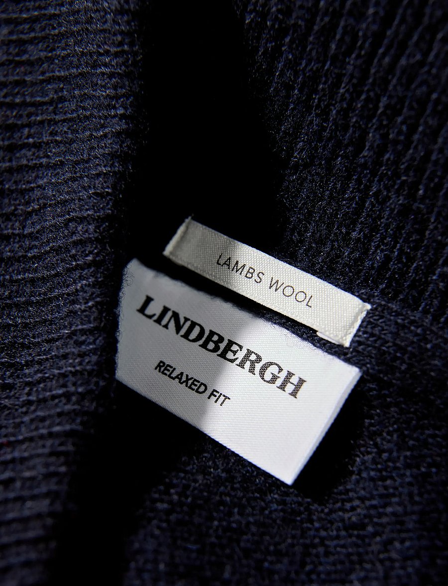 Lindbergh - Lambswool L/S shawl collar knit - v-ausschnitt - navy - 3