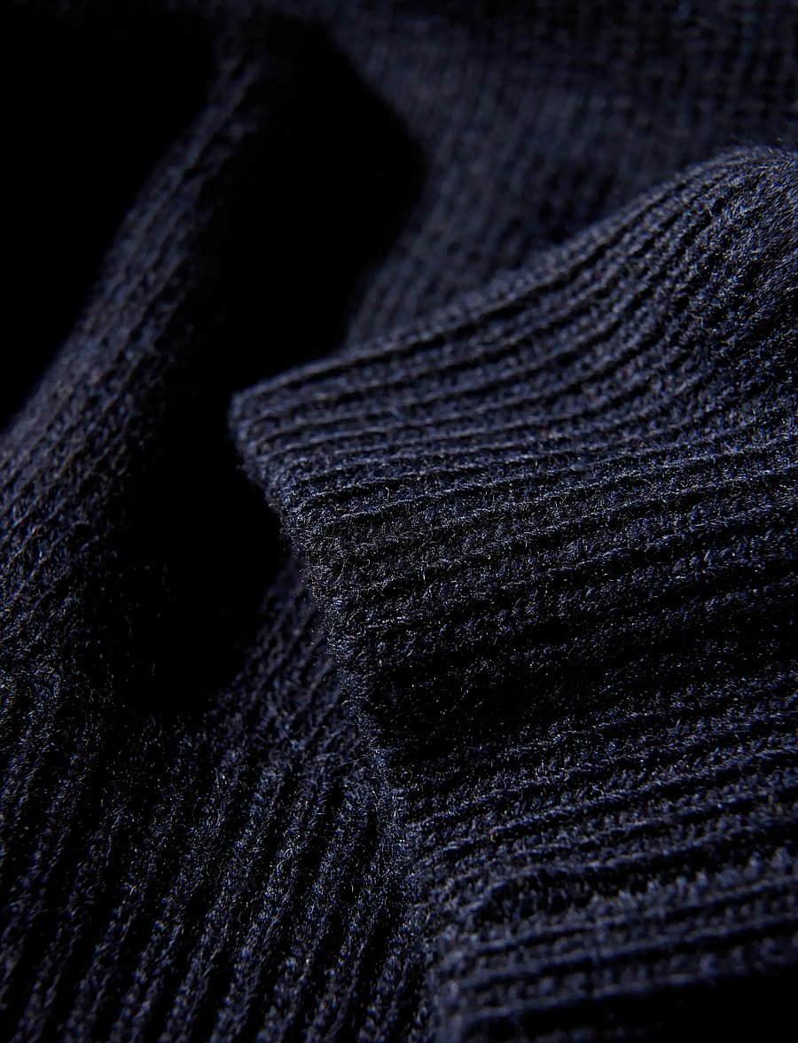 Lindbergh - Lambswool L/S shawl collar knit - v-ausschnitt - navy - 4