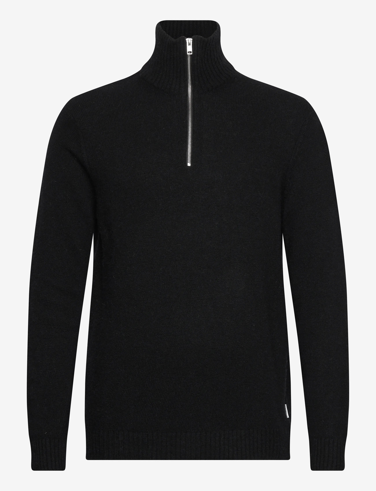 Lindbergh - Lambswool half zip knit oversize collar - halfzip strik - black - 1