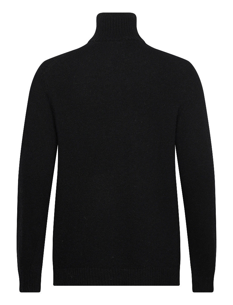 Lindbergh - Lambswool half zip knit oversize collar - halfzip strik - black - 2