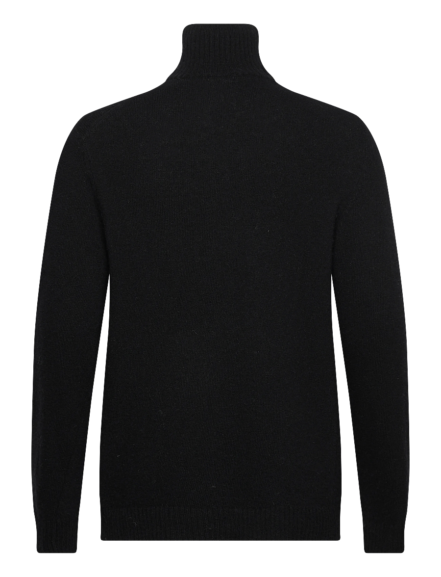 Lindbergh - Lambswool half zip knit oversize collar - halfzip strik - black - 2