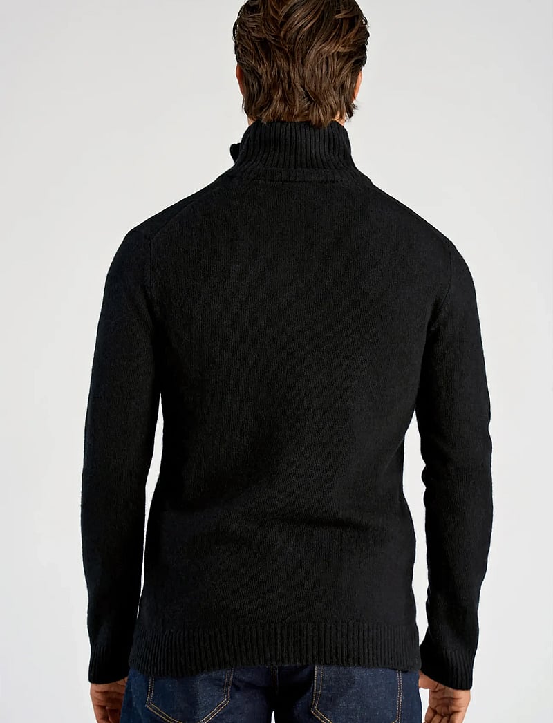 Lindbergh - Lambswool half zip knit oversize collar - halfzip strik - black - 3