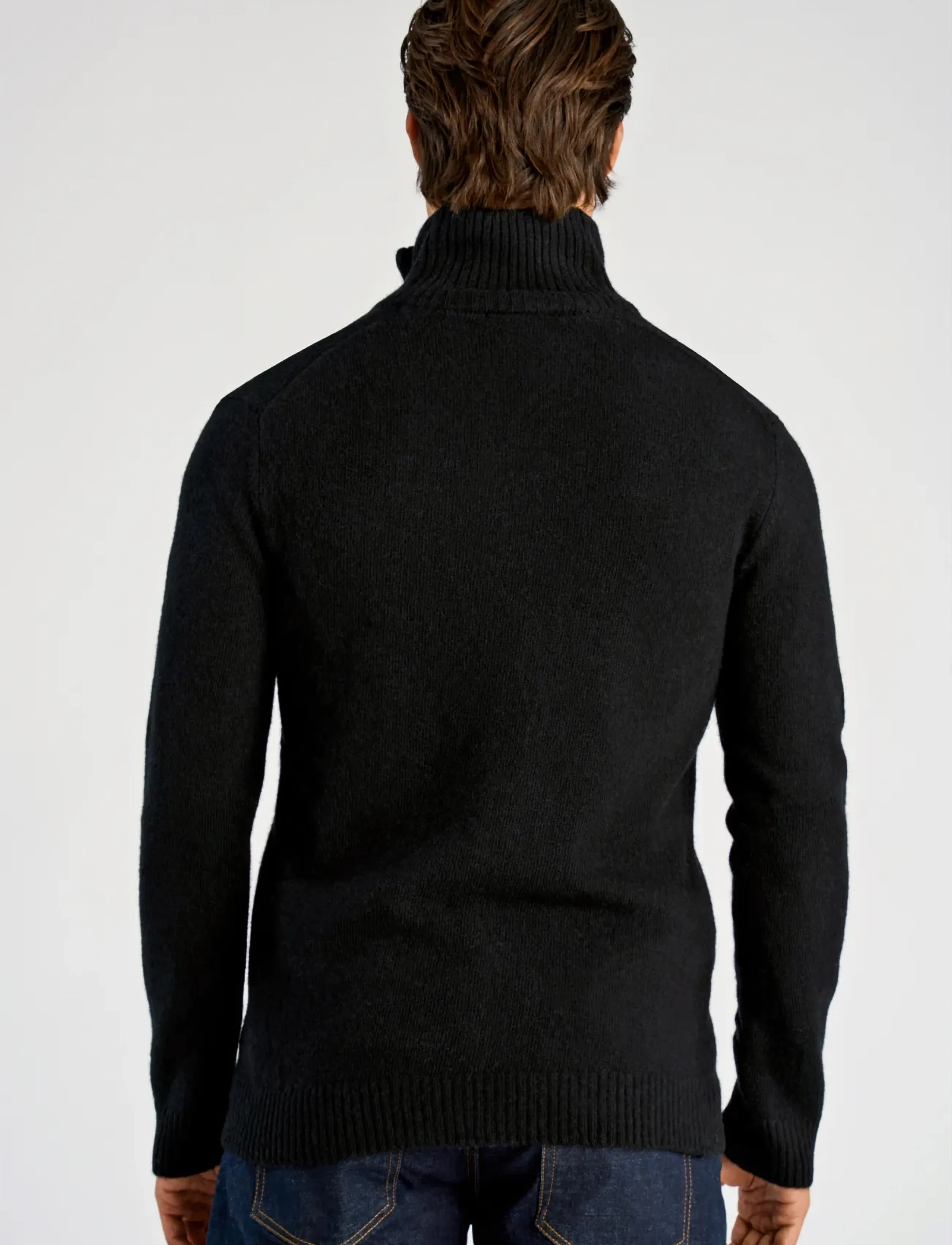 Lindbergh - Lambswool half zip knit oversize collar - halfzip strik - black - 3