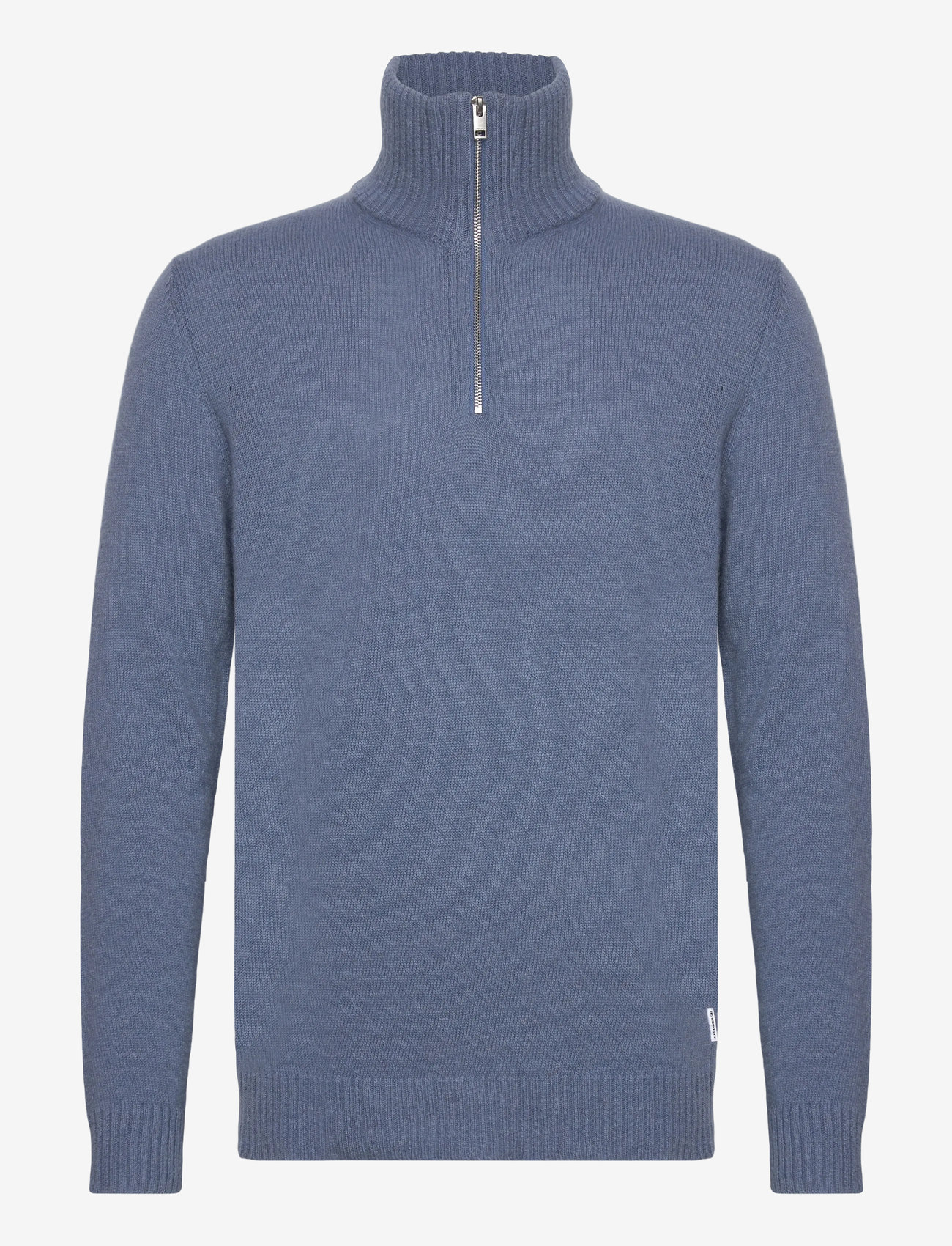 Lindbergh - Lambswool half zip knit oversize collar - halfzip strik - blue ice mel - 0