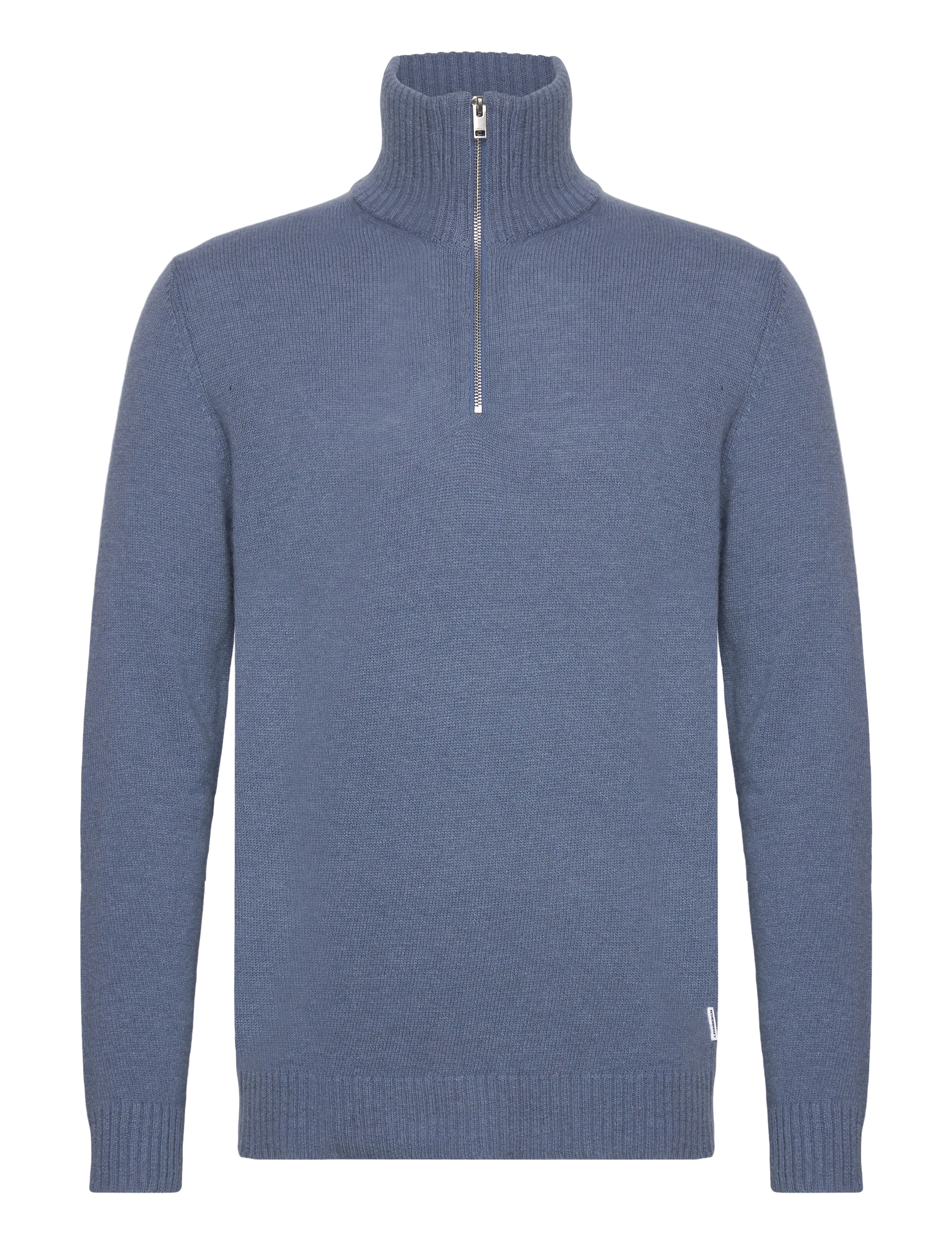 Lambswool half zip knit oversize co - BLUE ICE MEL
