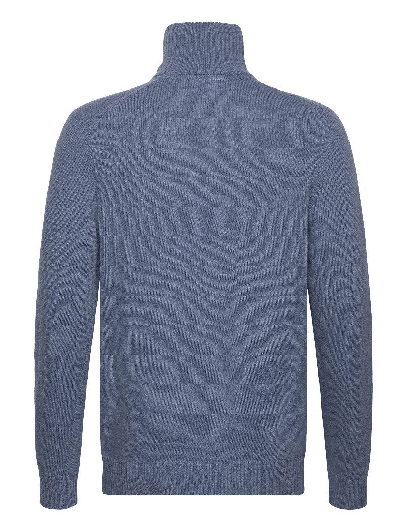 Lindbergh - Lambswool half zip knit oversize collar - halfzip strik - blue ice mel - 1