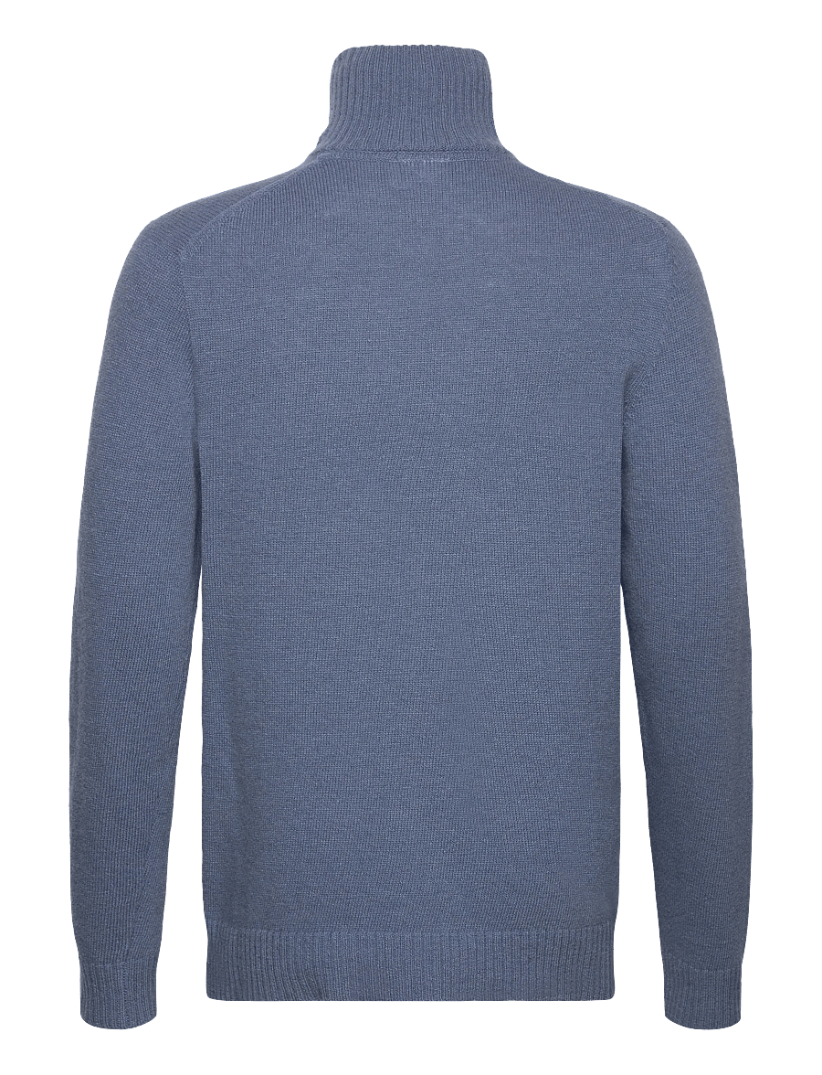 Lindbergh - Lambswool half zip knit oversize collar - pullover mit halbem reißverschluss - blue ice mel - 1